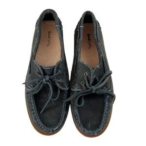 Bed Stu blue suede loafer perforated distressed leather boat slip on laced shoes